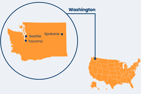 Washington state US map graphic