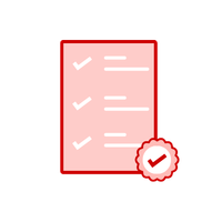 Checklist with a stamp and a tick icon