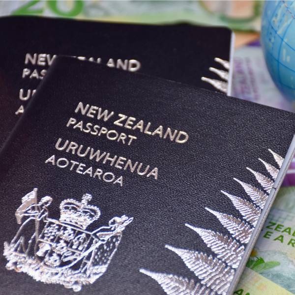 Close-up of New Zealand passports