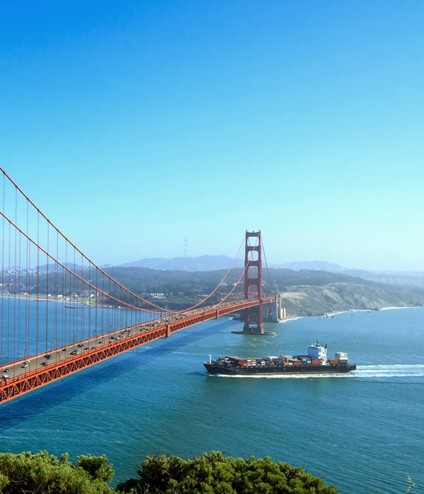 Ship under Golden Gate Bridge