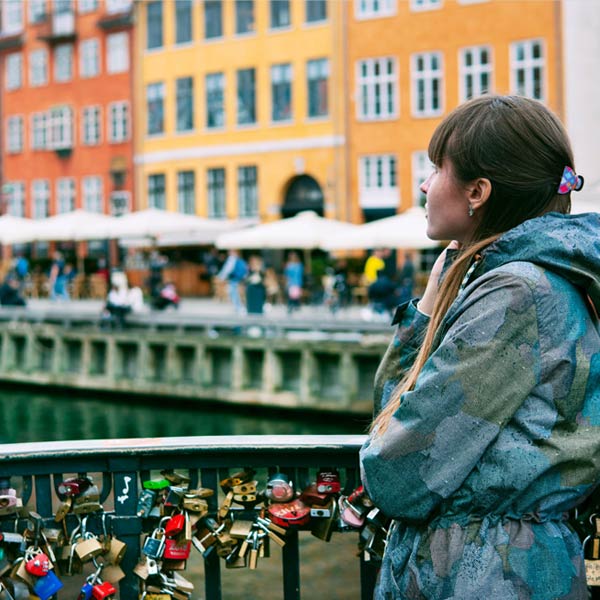 Woman standing on a bridge in Denmark