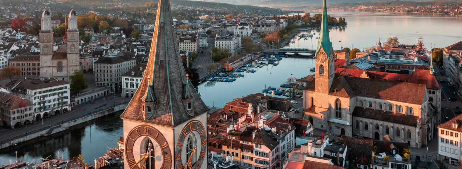Aerial photo of Zurich in Switzerland