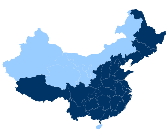 Shipping to China map