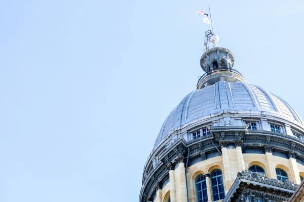 Exterior close up of the Illinois Capitol dome in Springfield