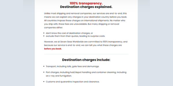 Destination charges explained
