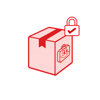 Cardboard box with a lock containing a tick
