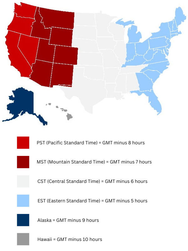 USA time zones diagram