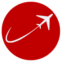 Airplane with a curved line icon