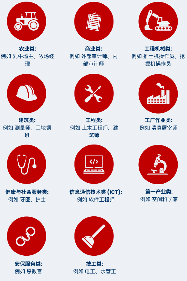 Green List jobs in New Zealand graphic in Simplified Chinese