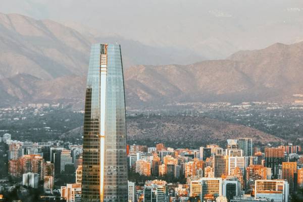 A modern city against a rocky backdrop in Chile