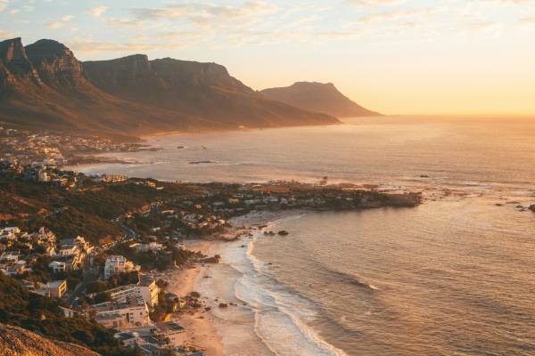 Beach at sunset in Cape Town, South Africa
