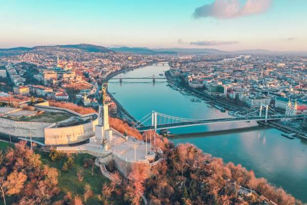 An aerial view of Budapest in Hungary