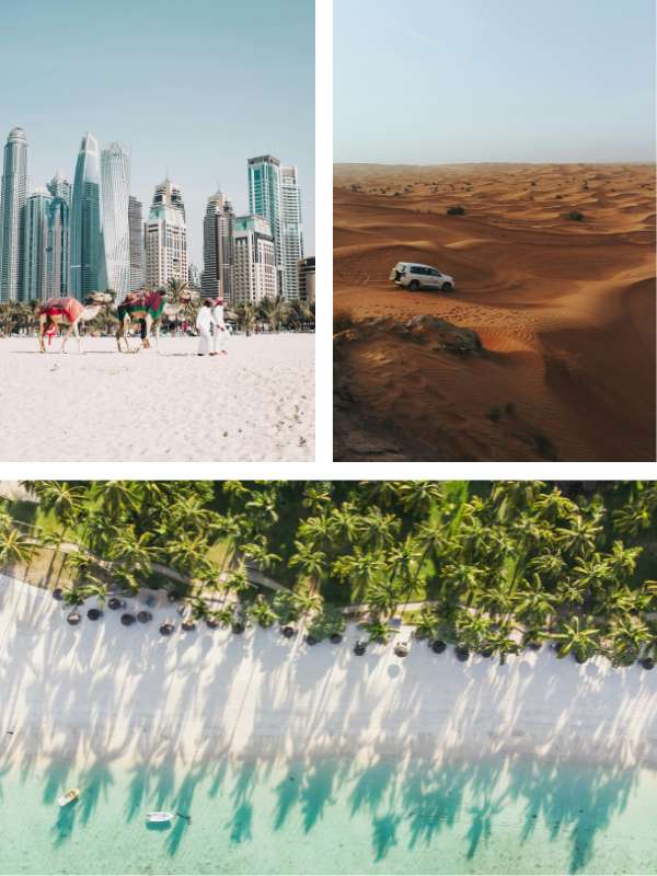 Collage of Mauritius and Dubai images