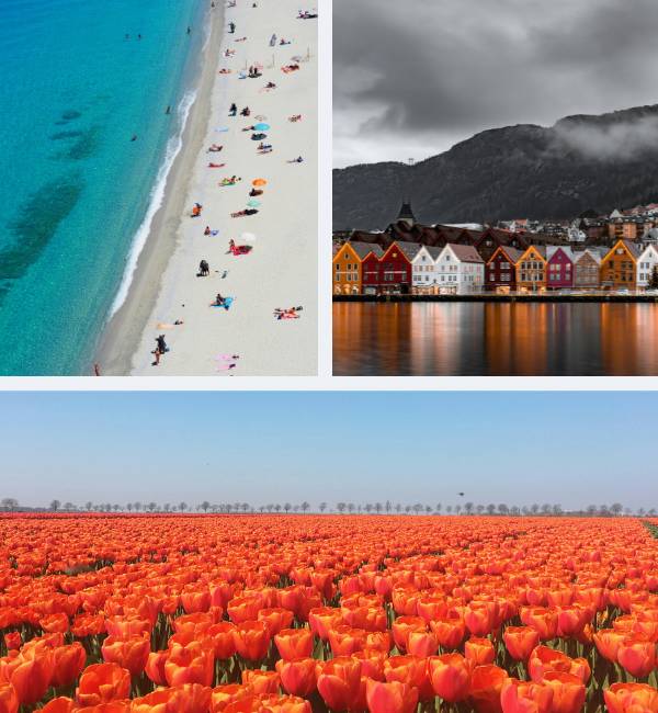 Collage of Italy, the Netherlands and Norway images