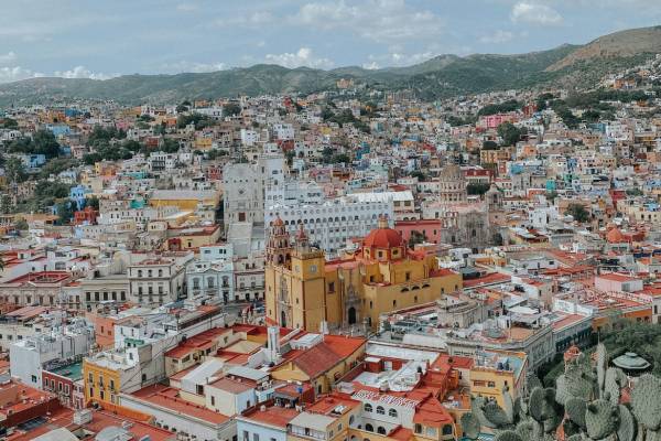 Aerial view of an old city in Mexico