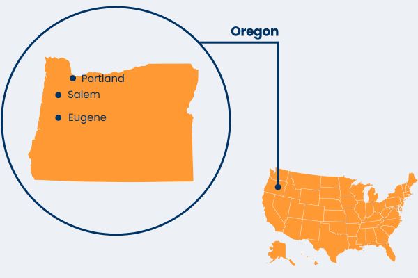 Oregon US state map graphic
