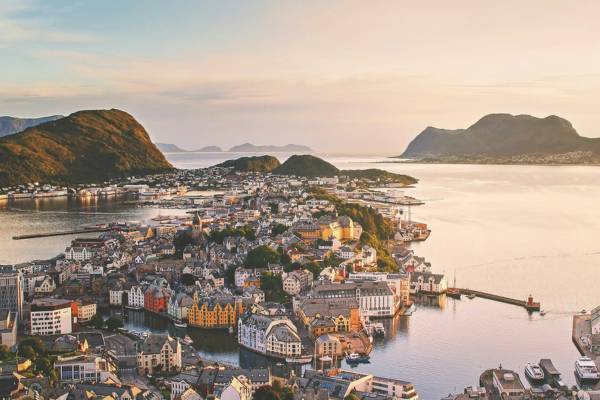 Town on the edge of the sea in Norway