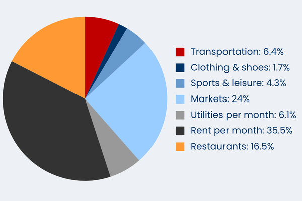 Pie chart showing cost of living distribution in Luxembourg