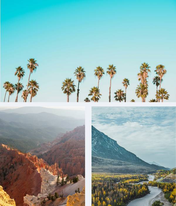 Collage of beautiful US states