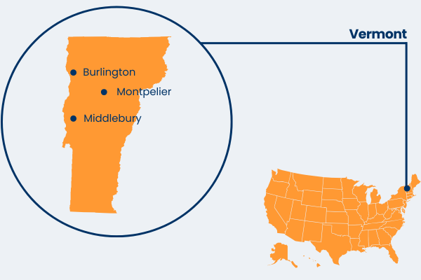 Vermont US state map graphic