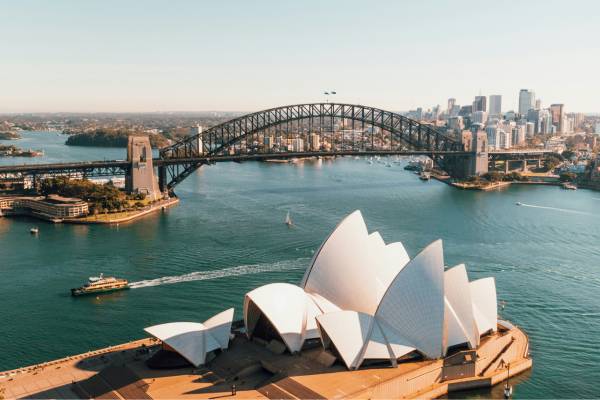 Sydney Harbour Bridge in Australia at sunset