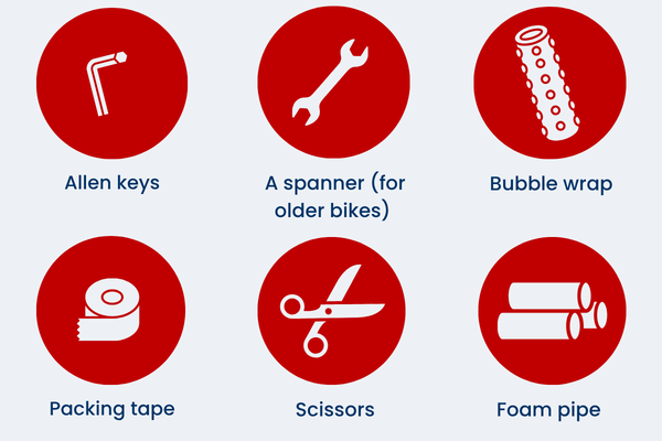 Graphic tools needed to box an e-bike securely